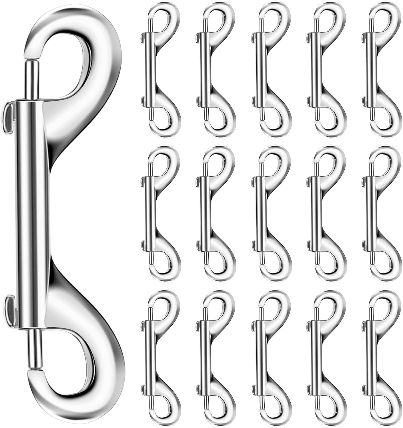 15Pack Double Ended Snaps, 4 Inch Heavy Duty Double Sided Snap Hook Clips, Zinc