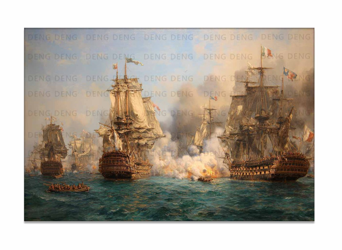 Best Gift Home Decor Ship Naval Battle Oil Painting Picture Printed On Canvas V