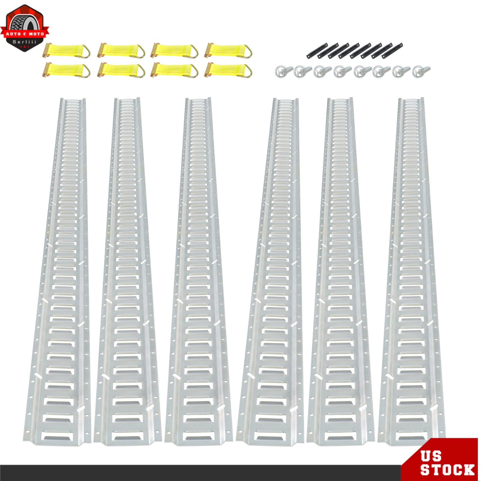8' E Track Tie Down Enclosed Trailer 30 Pack With End Caps Straps Rings For ATV