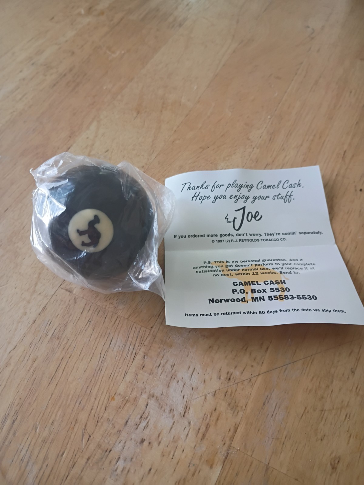 Vintage 90's Joe Camel Cigarettes Logo 8 Ball Pool/ Billiards Shiny Black