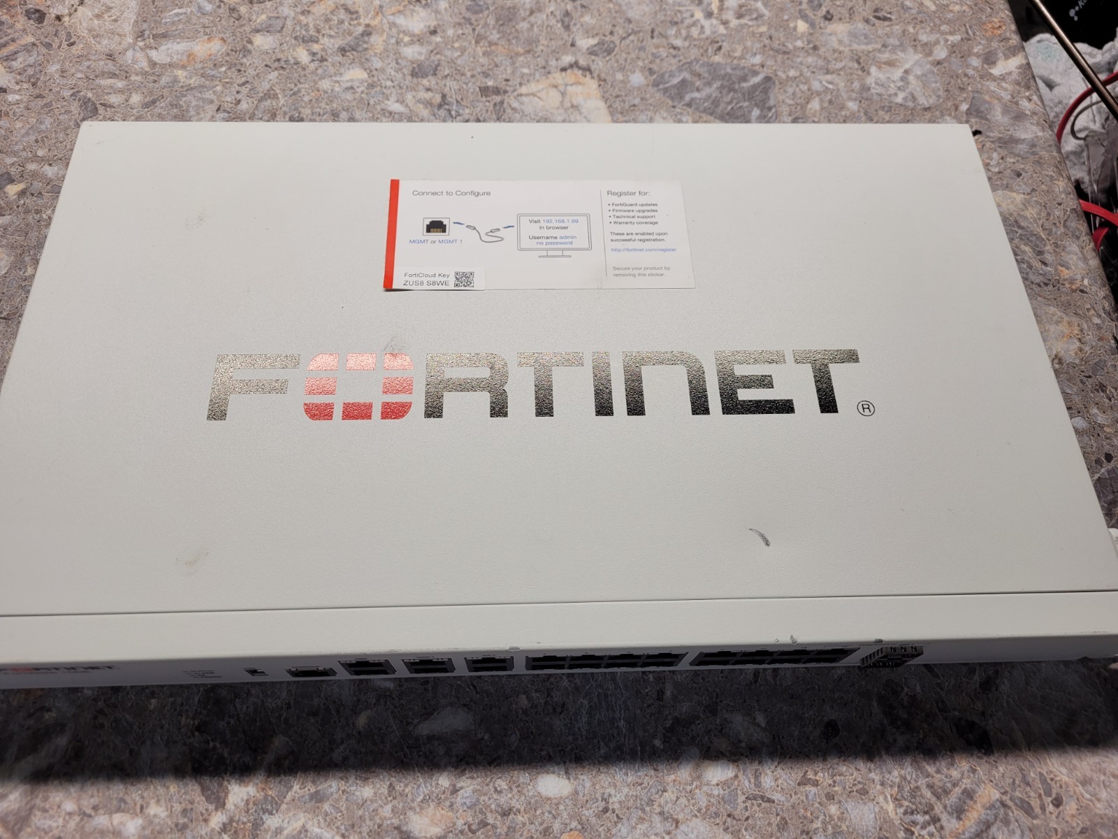 Fortinet FortiGate 100E Firewall (No Licensing) Includes Power Cable
