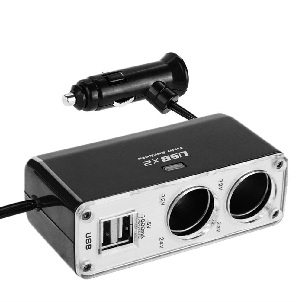 12V 5A Dual USB Port 2 Way Car Cigarette Lighter Socket Splitter Charger Adapter
