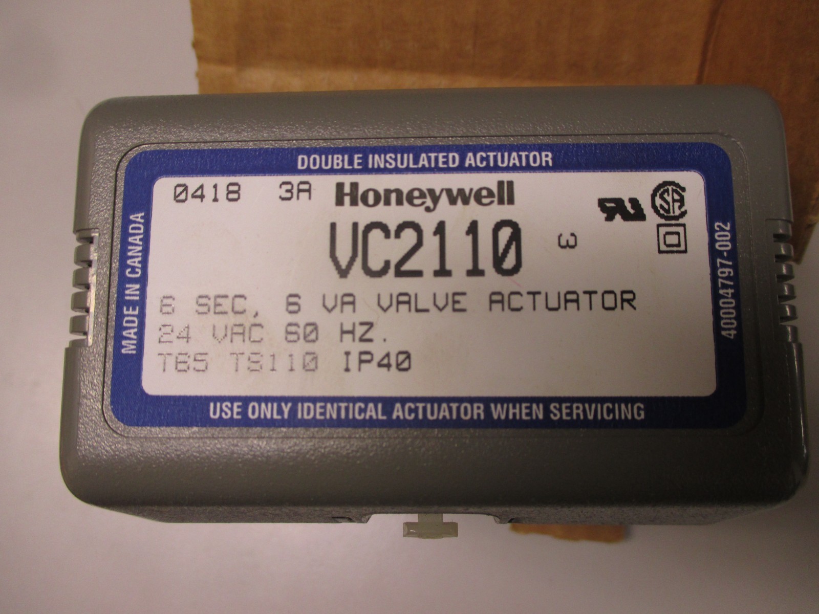 Honeywell VC2110 Actuator 2 Way Zone Valve Assembly T65 TS110 24 VAC 1''