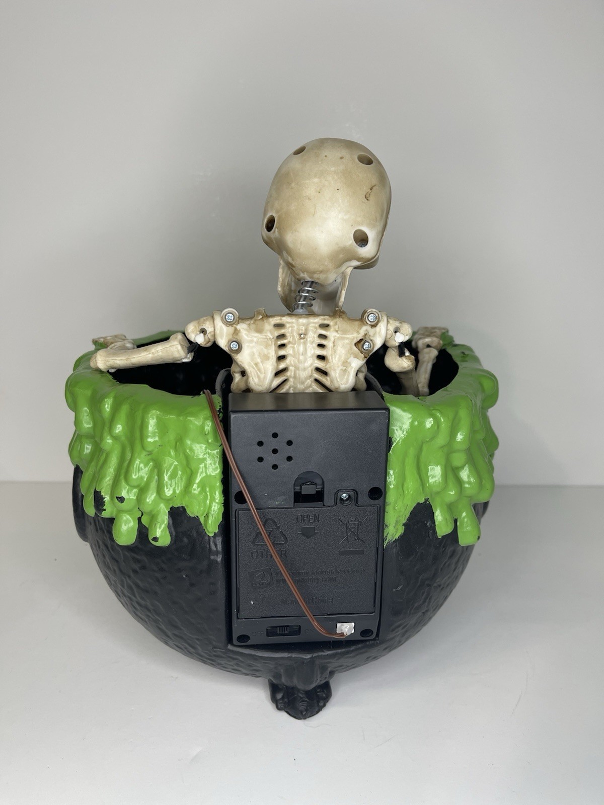 Gemmy Halloween Animated Skeleton Cauldron Candy Bowl