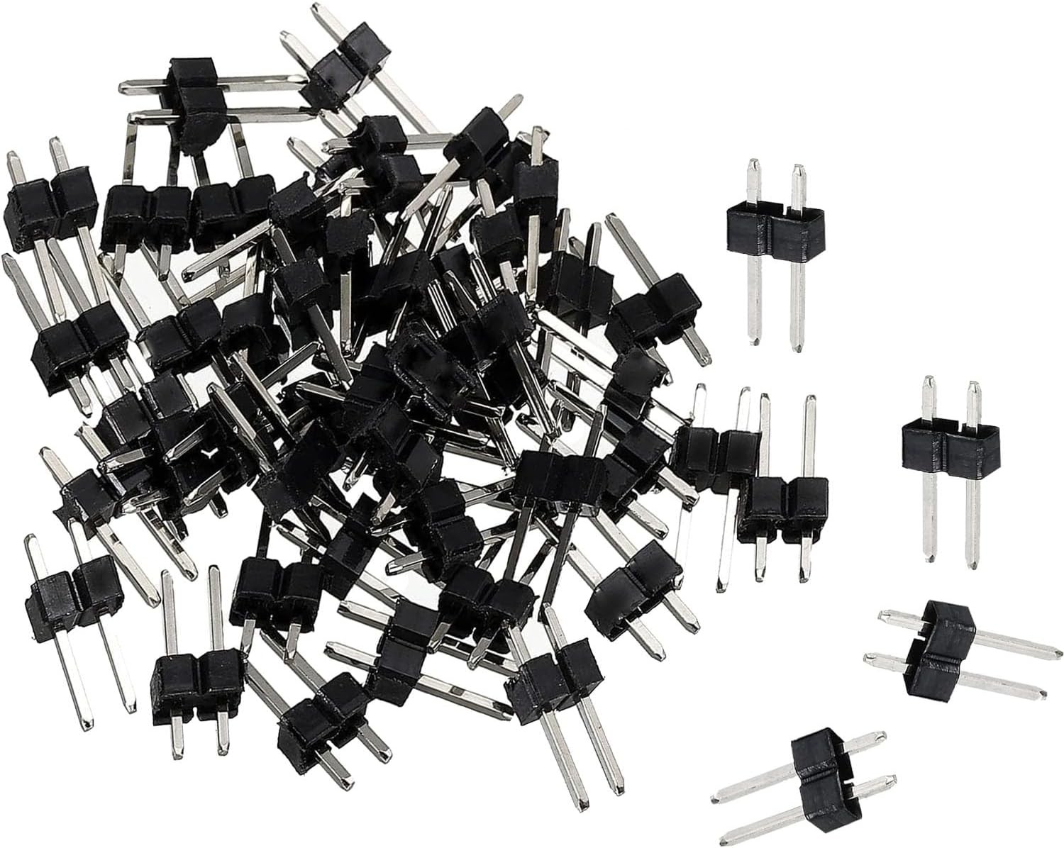 Straight Pin Header DIP Single Row 1X2Pin 2.54mm Pitch Gold Plate Size: 1X2Pin