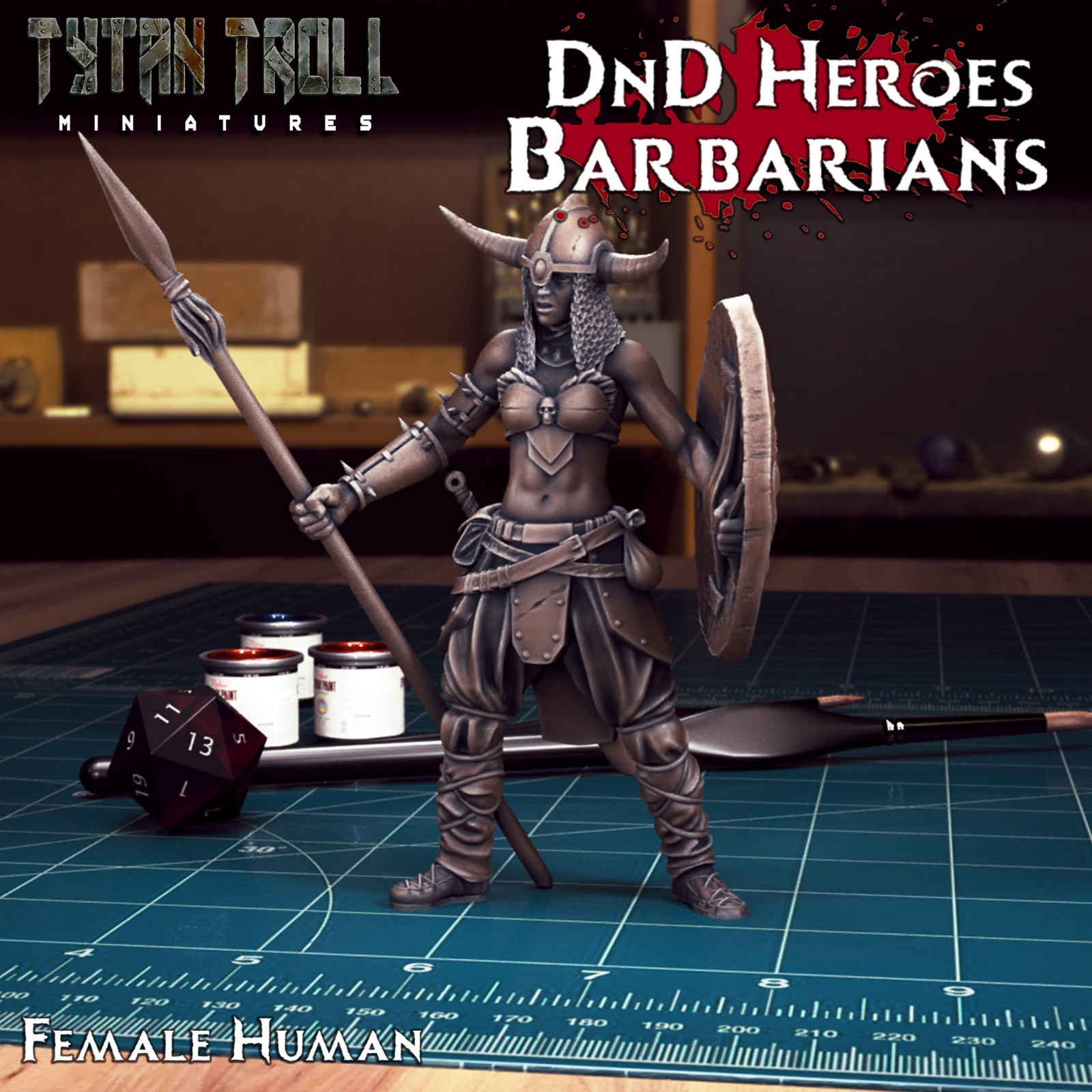 Dungeons & Dragons - Playable Character Female Human - Barbarian, Fighter