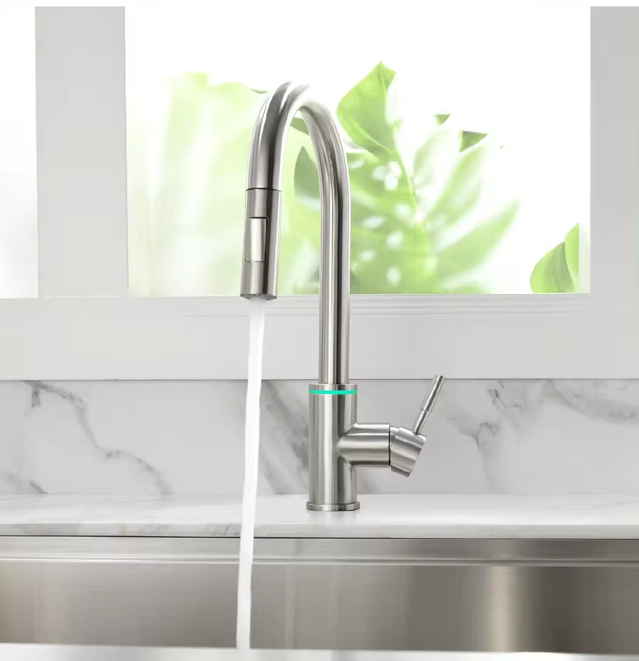 Touch Kitchen Faucet, 2 Modes Pull Down Sprayer, With Temperature LED Activated