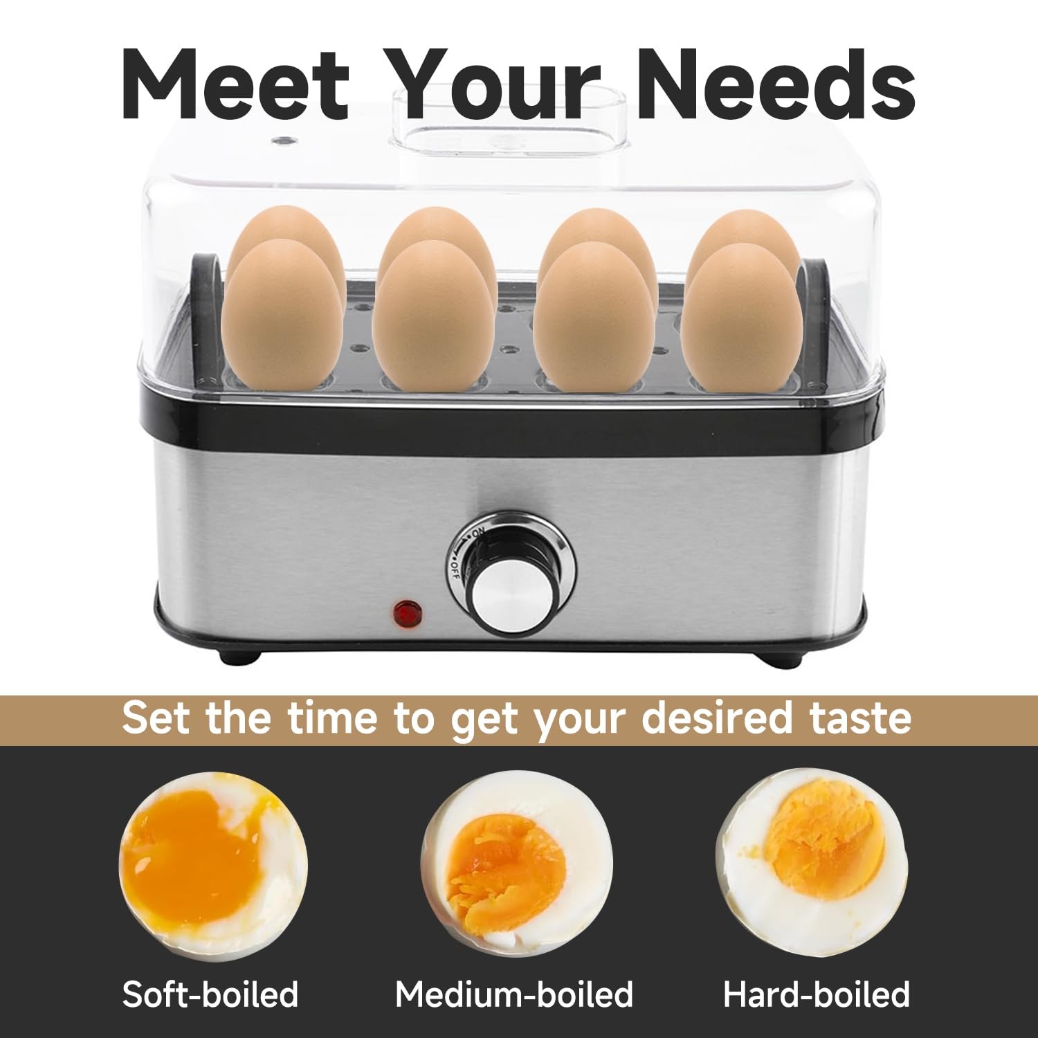 Electric Egg Cooker Rapid – 8 Capacity for Hard Boiled Large, Siliver