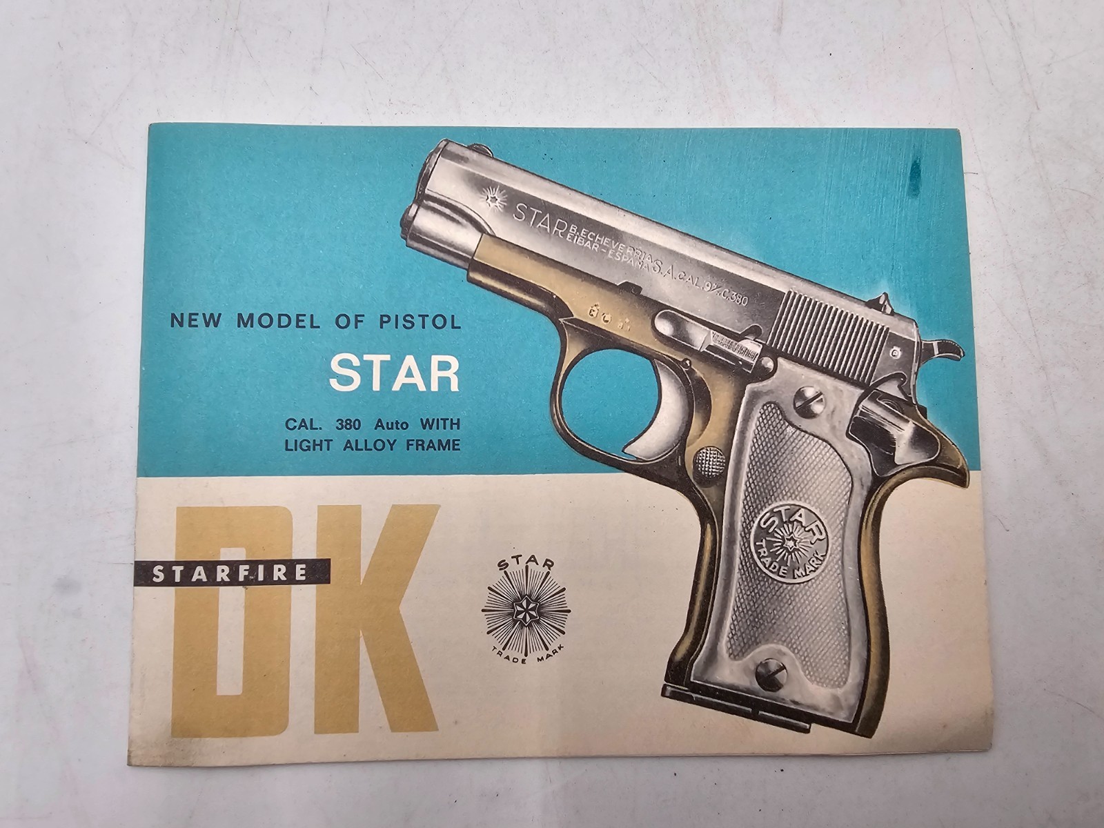 Vintage 1959 Gun Operating Instructions - Star Pistol Model DK. .380 Auto