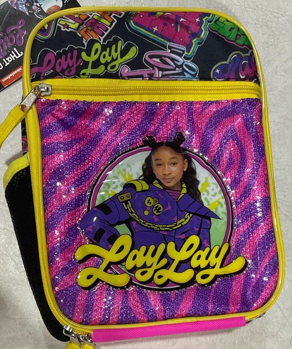 LayLay Nickelodeon Lunchbox Bag Pink Girls 3 Compartment 10" Insulated Vinyl New