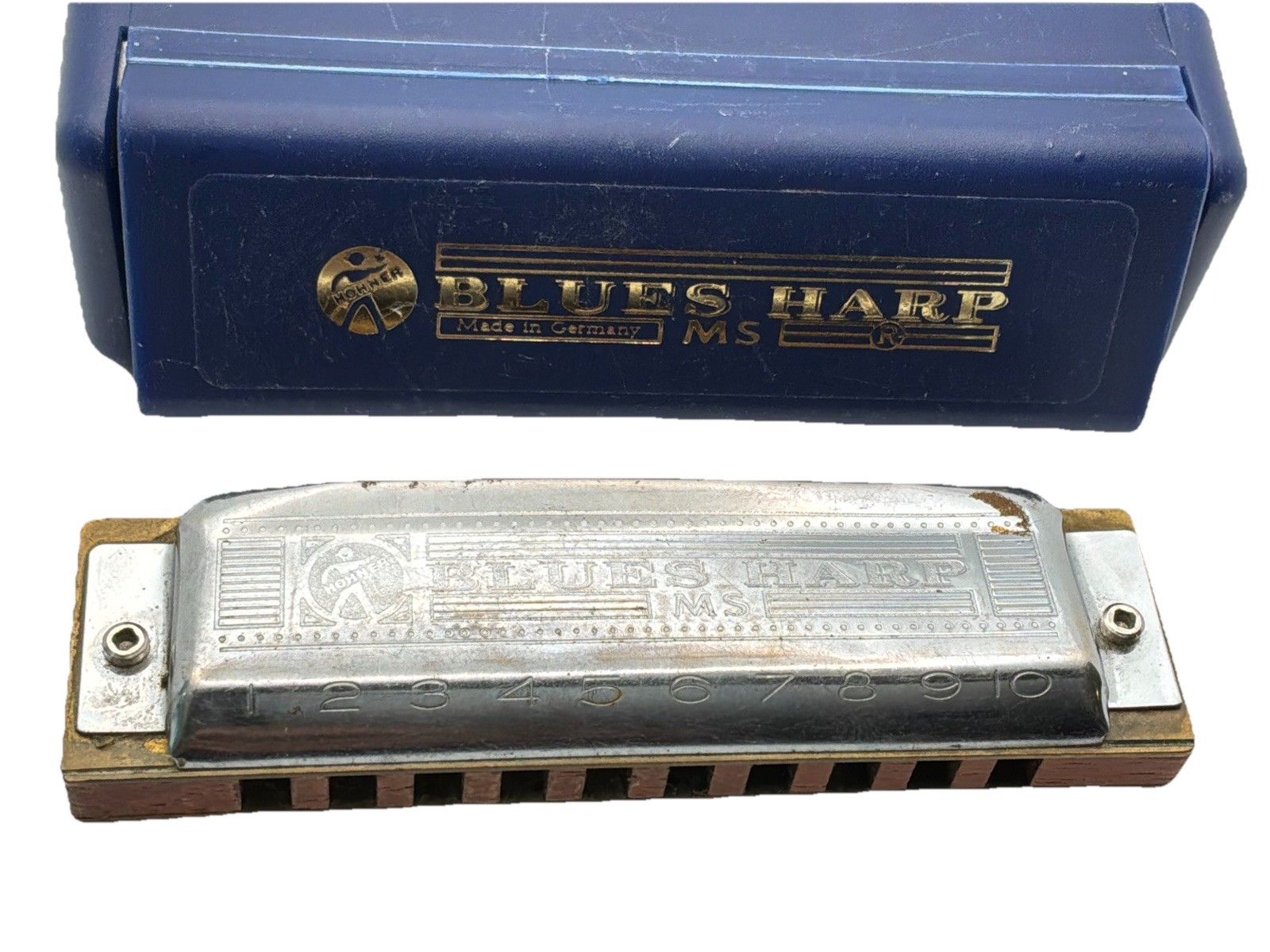 Hohner Blues Harp MS 532/20 Key D Diatonic Harmonica Germany w/ Case & Manual