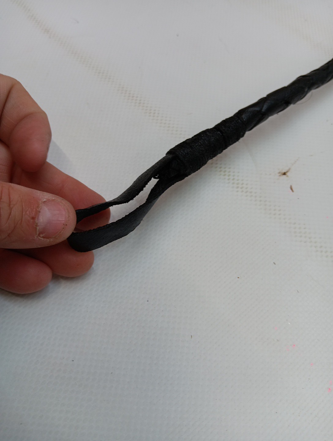 26" Black Leather Riding Crop With Wrist Strap
