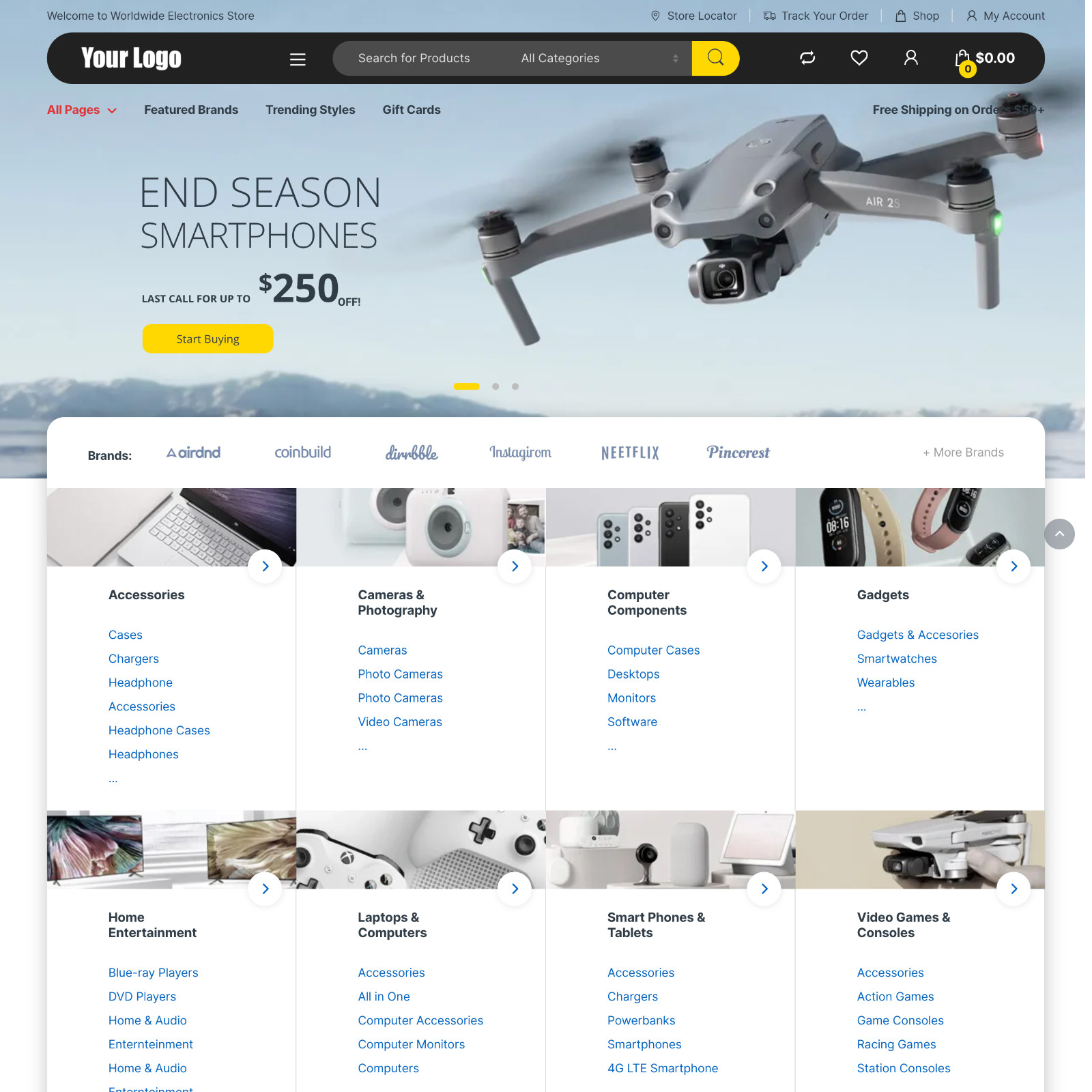 Electronic Vendors Shop Website Design with Free Web Hosting & Installation