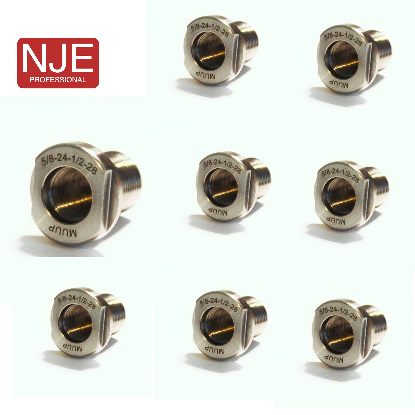 Premium Thread Adapter 1/2 x 28 Thread to 5/8x24-Stainless Steel-2/4/6/9 pack
