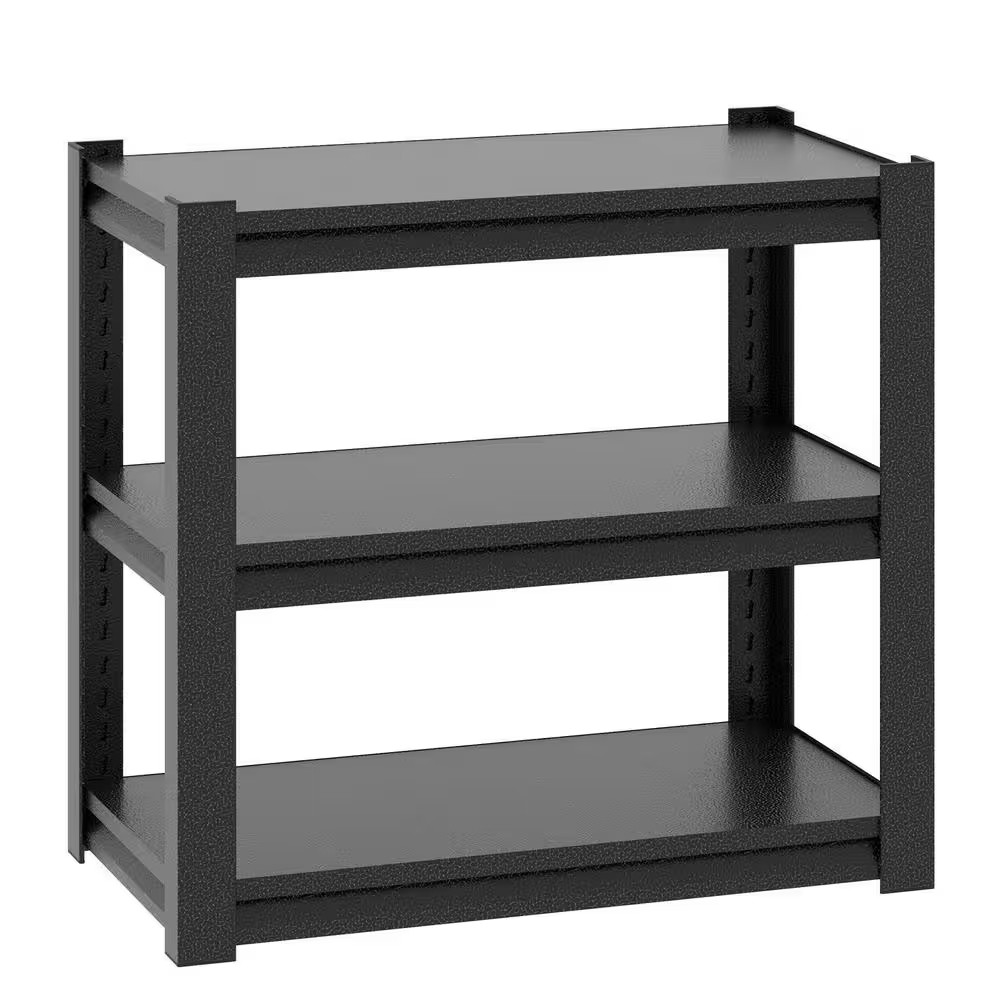 3-Tier Heavy Duty Storage Rack with Adjustable Height, Metal Shelving-34 X 18 X