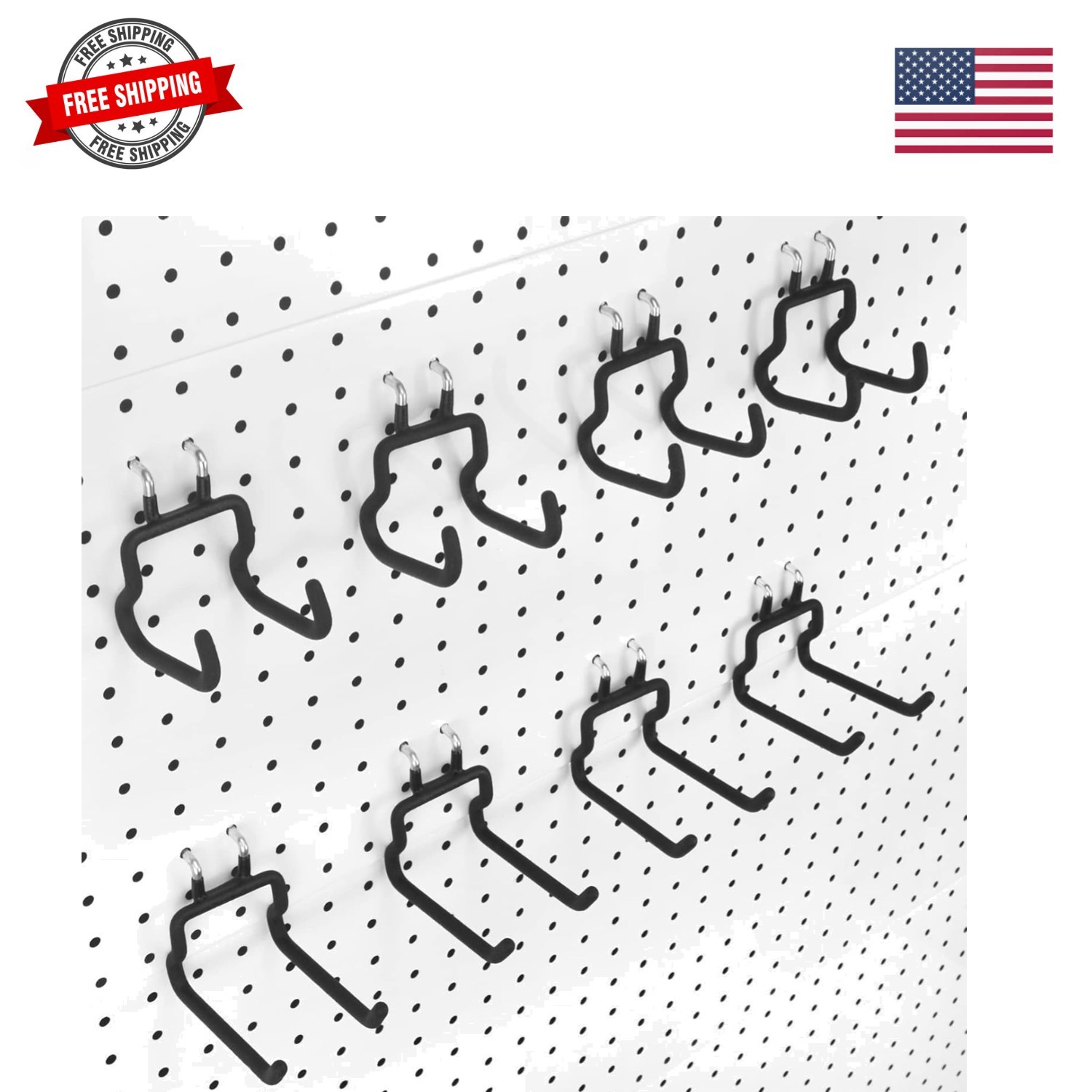 8-Pack Pegboard Hooks, Peg Board Tool Utility Hooks & Hangers Fit 1/4" Pegboa...