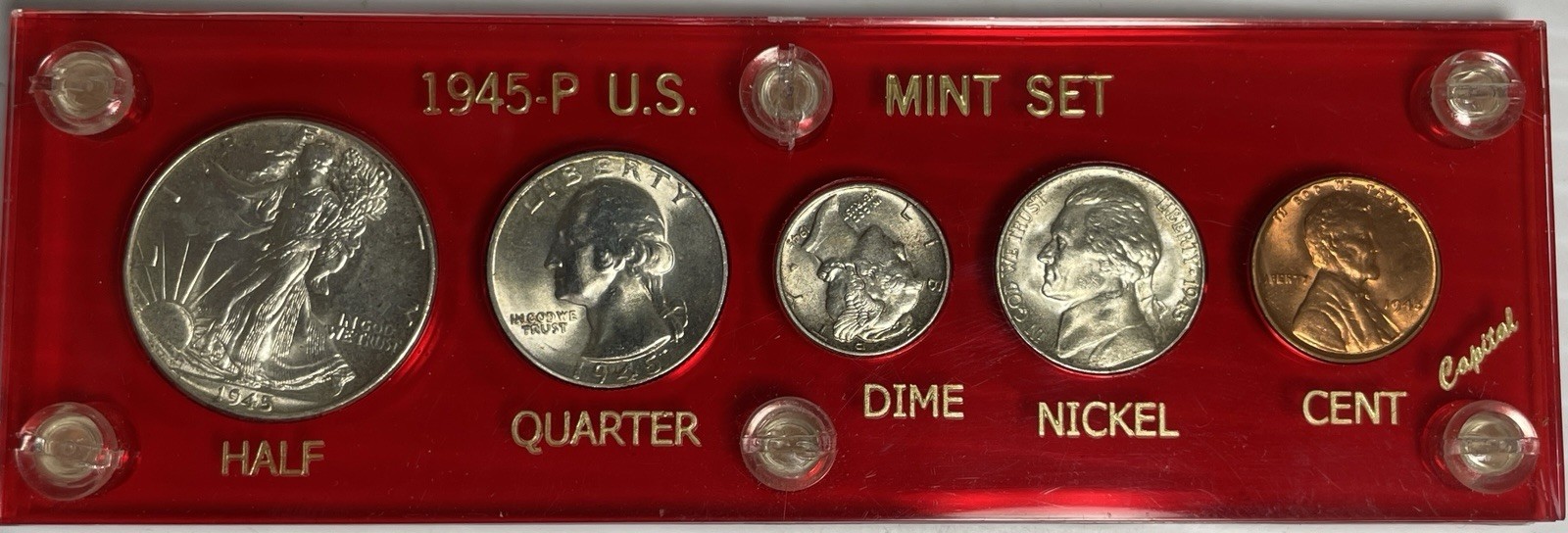 1945 P RED Capital Holder US Mint Silver MINT SET CHOICE/GEM BU RED CENT