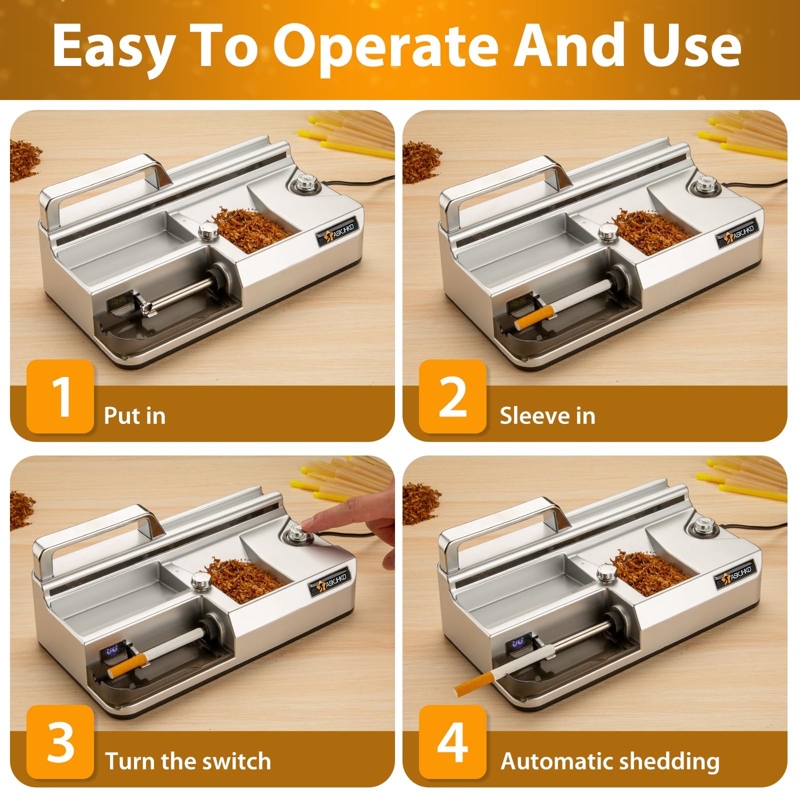 Electric Cigarette Rolling Machine, Automatic Cones Loader, Mini Portable Pre...
