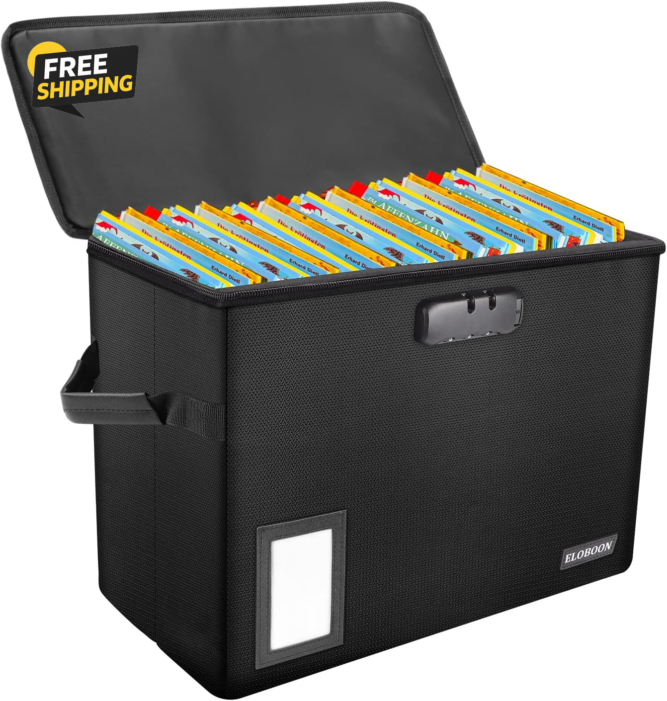 Comic Book Storage Box Fireproof & Water-Resistant Comic Bok Box with Lock Label