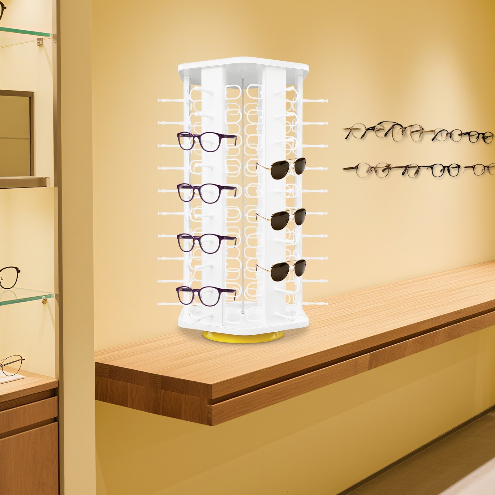 60Pairs Sunglasses Display Rack 360° Rotation Eyeglasses Holder Sunglasses Stand