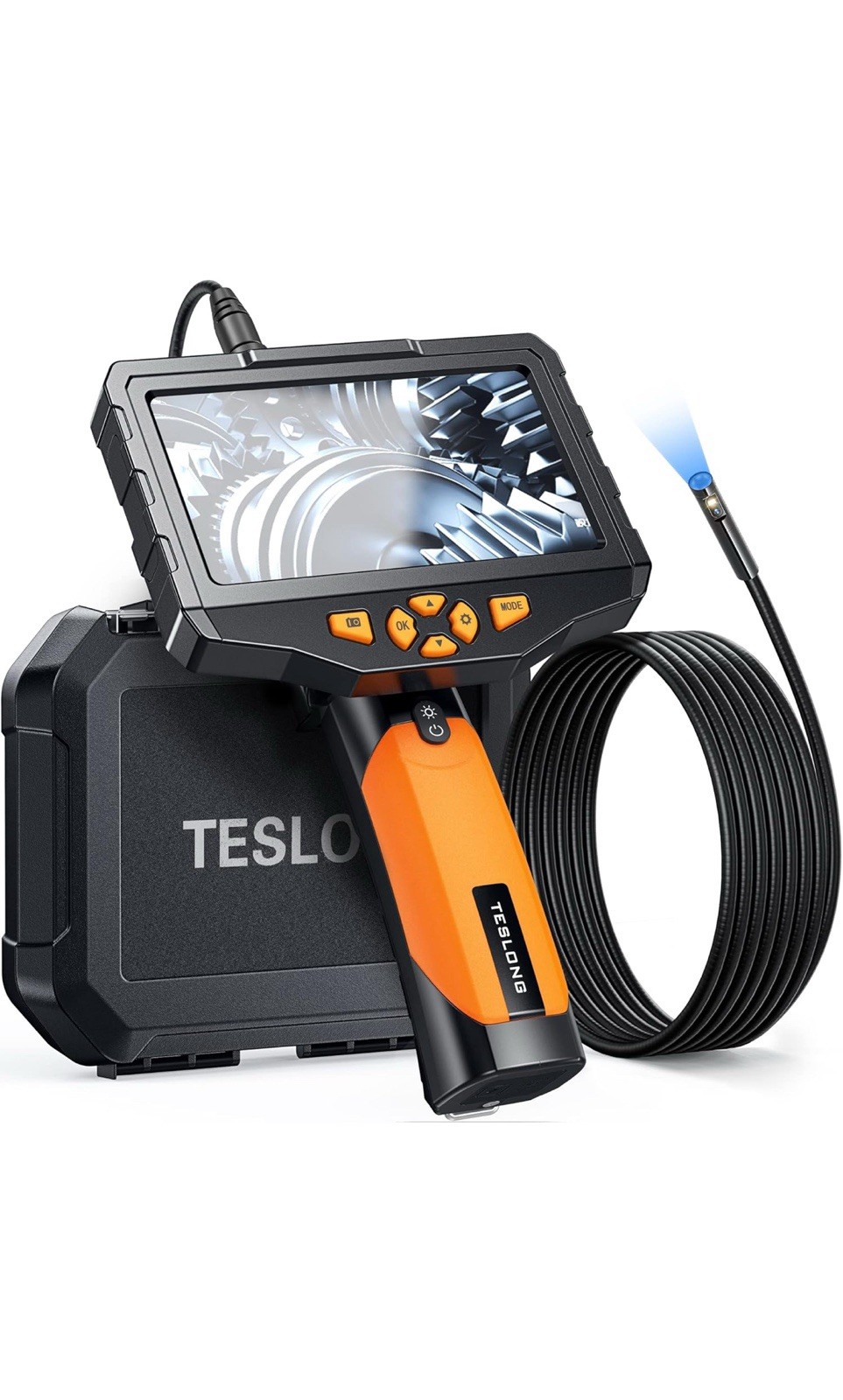 Teslong Inspection Camera NTS300 10” Length 5” IPS HD Borescope Fiber Optic Cam