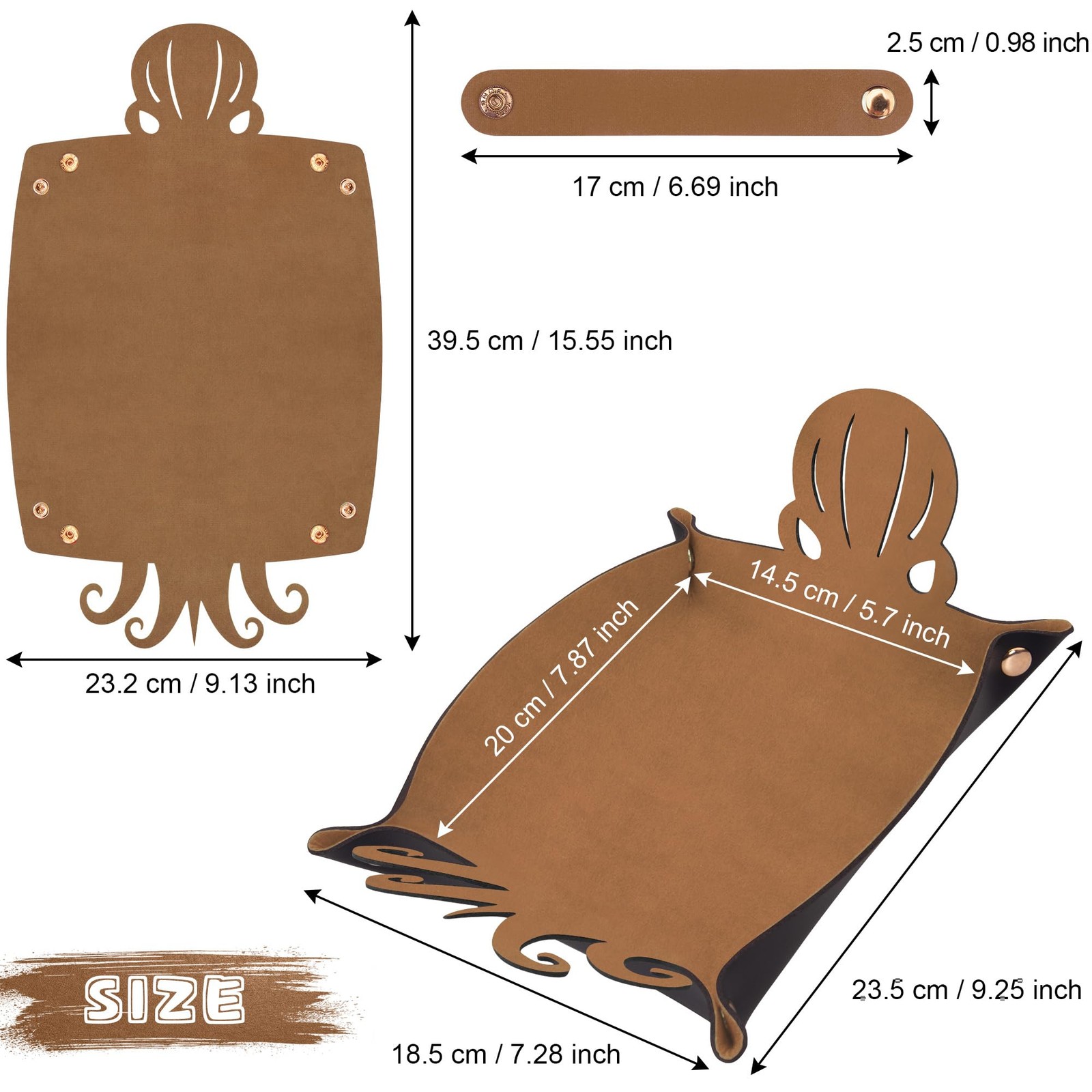 SIQUK 2 Pieces Octopus Dice Rolling Tray PU Leather Dice Mat Folding Scroll D...