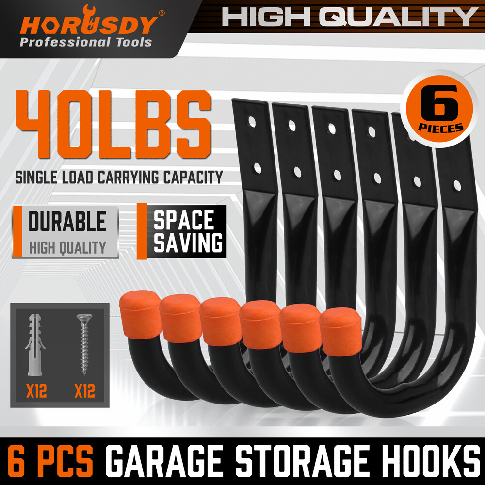 6PC Garage Hooks Organizer Wall Mount Hanging Storage Utility Hangers Heavy Duty