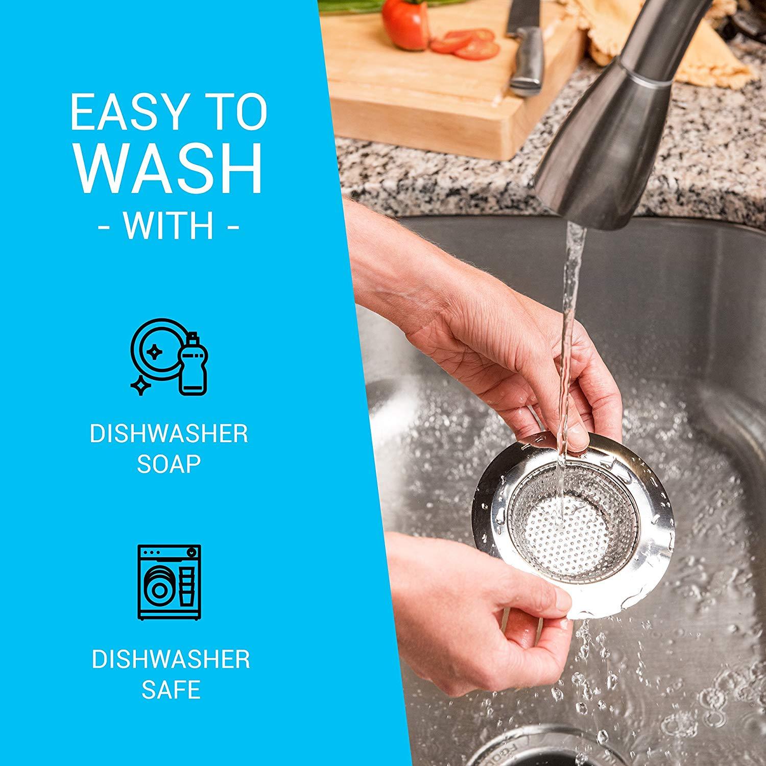 Liba Kitchen Sink Strainer (2-pack) - 4.5” Diameter, Wide Rim for Most Sinks