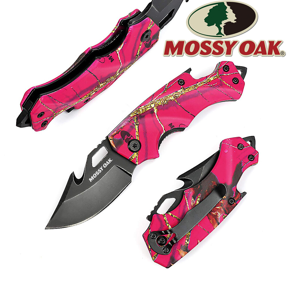 Mossy Oak Mini Folding Pocket Knife Drop Point Blade EDC Multitool Bottle Opener