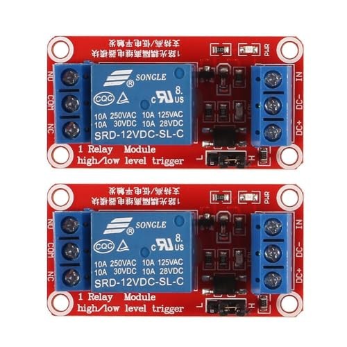 One Channel Relay Module Relay Switch with OPTO Isolation High Low 2pcs 12V