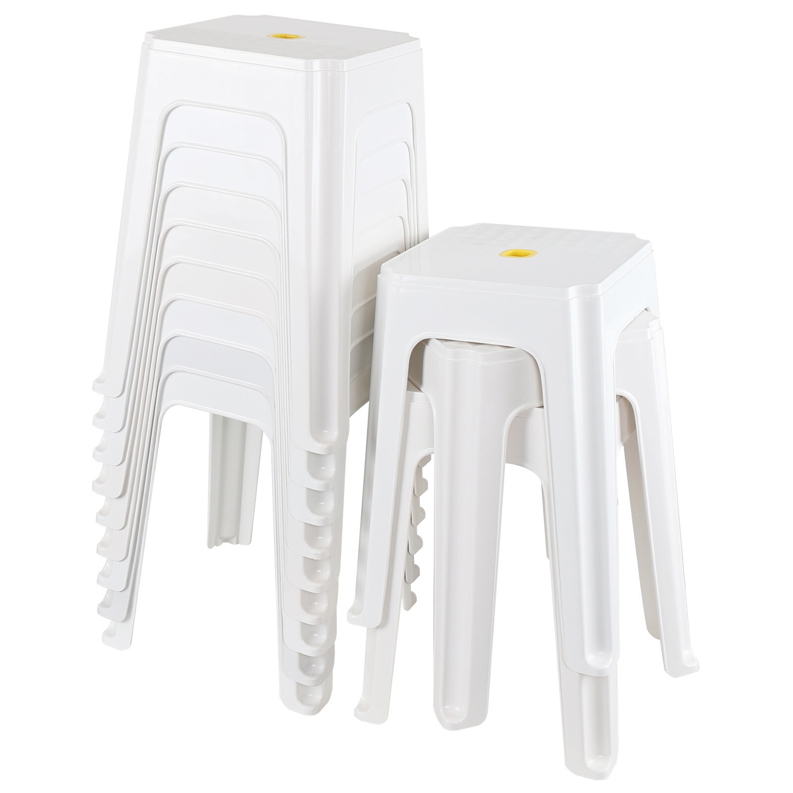 12 Pack 18.6 Inches High Plastic Square Stool, White Backless Stools for Sitting