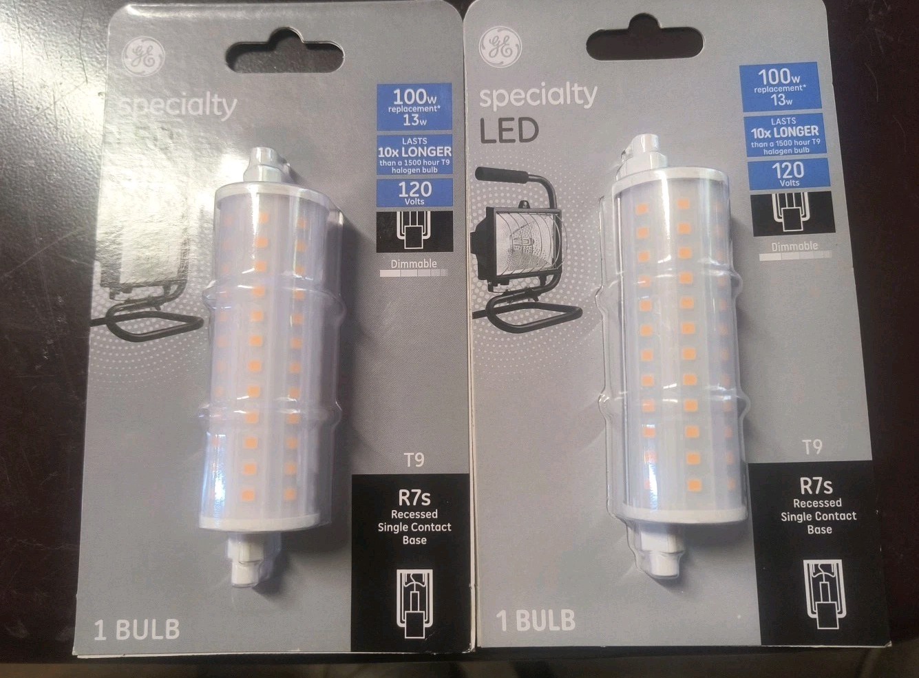 LOT of 2 GE 93129010 T9 LED BULB R7S RECESSED SINGLE CONTACT BASE, 120V, 13W
