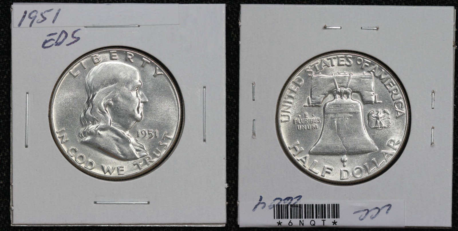1951 Franklin Half Dollar Early Die State 6NQT