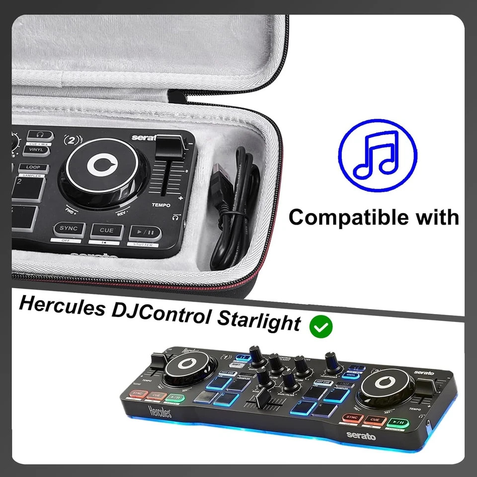 LTGEM DJ Controller Case for Hercules Compact DJ Djcontrol Starlight - Hard Stor