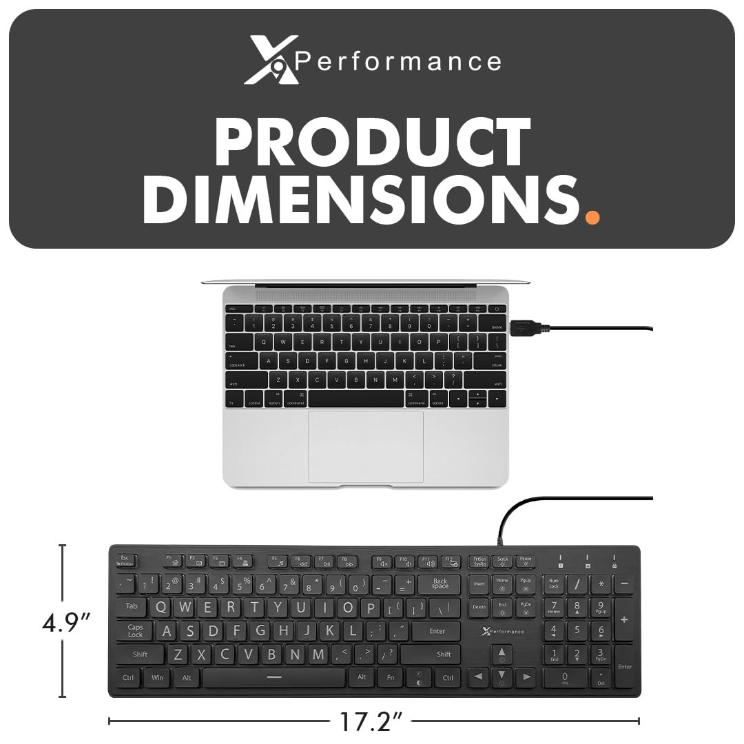 X9 Large Print Backlit Keyboard | Wired Light Up Computer Keyboard for PC Des...