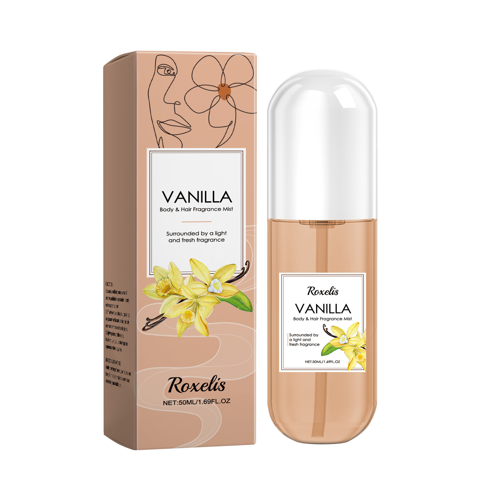 Vanilla Body Spray Mist for Hair & Skin, Long Lasting Fragrance, Daily Use
