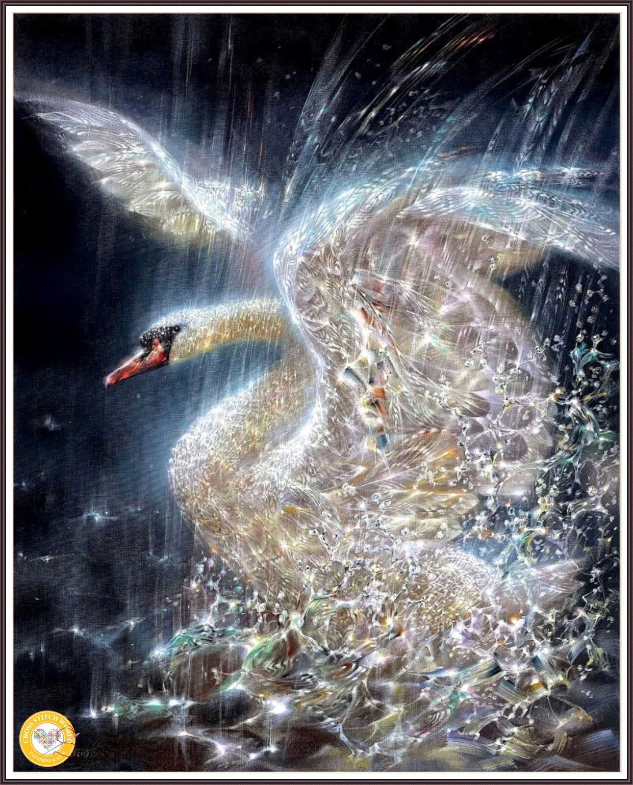 Swan Splash 1296 Chart Counted Cross Stitch Pattern DMC