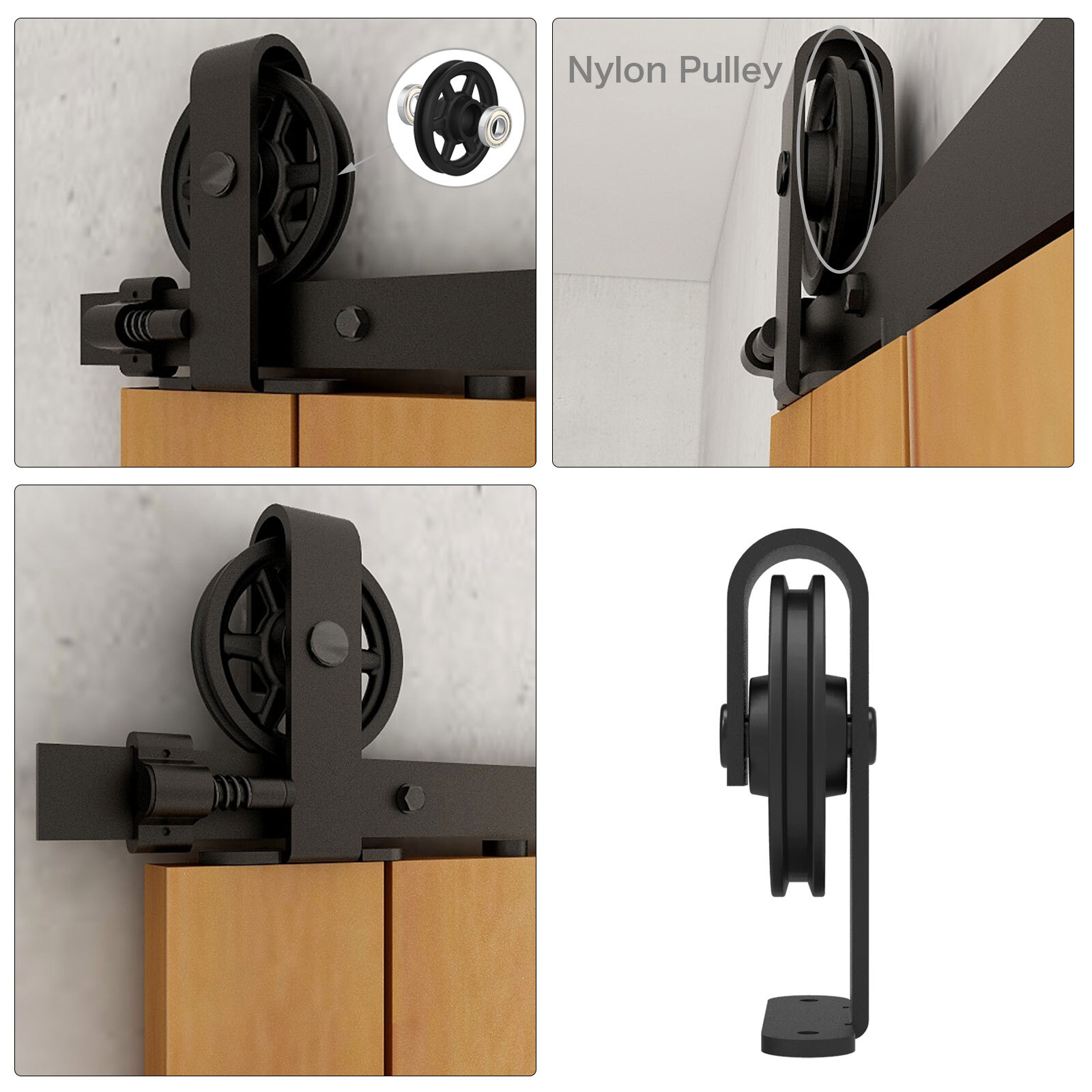 4FT-20FT Medium Wheel Roller Sliding Barn Door Hardware Kit Single/Double Door