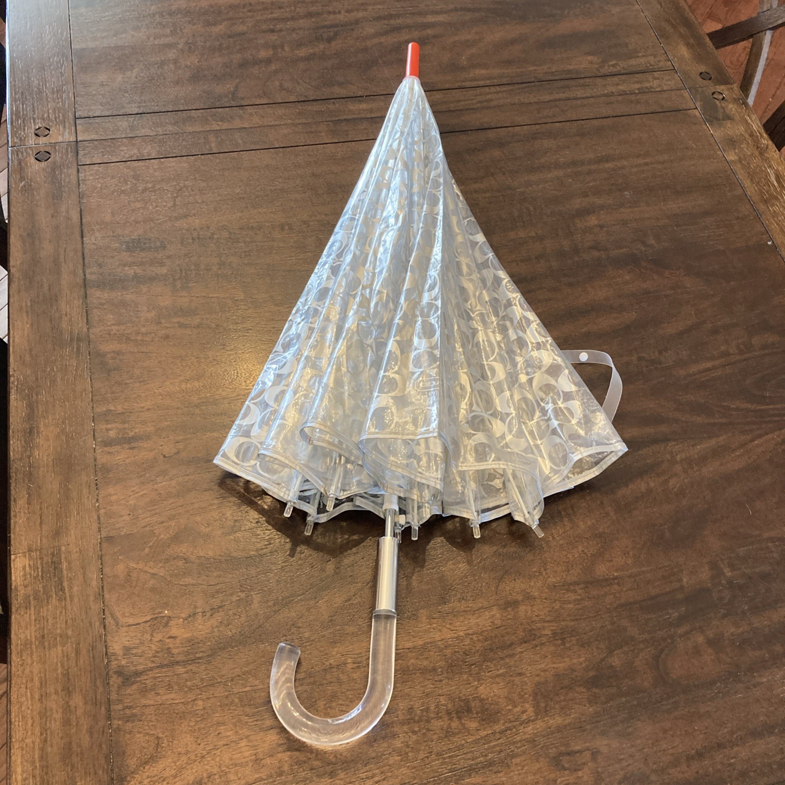 Coach Monogram Clear Lucite Handle Umbrella Rain Rare Vintage Logo C