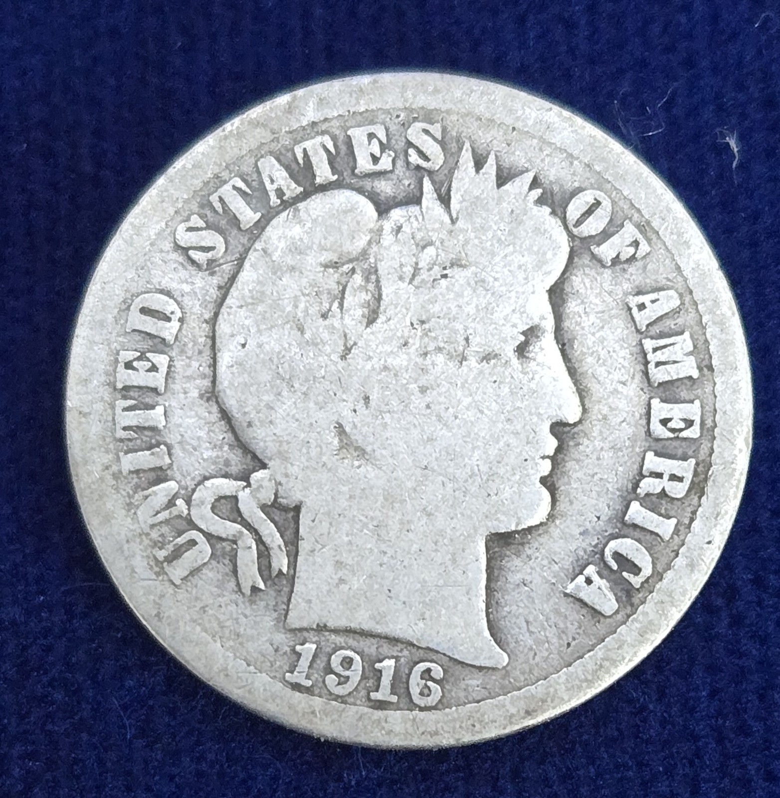 1916 Barber Silver Dime 90% Silver Final Year Issue Full Rims Filler #20