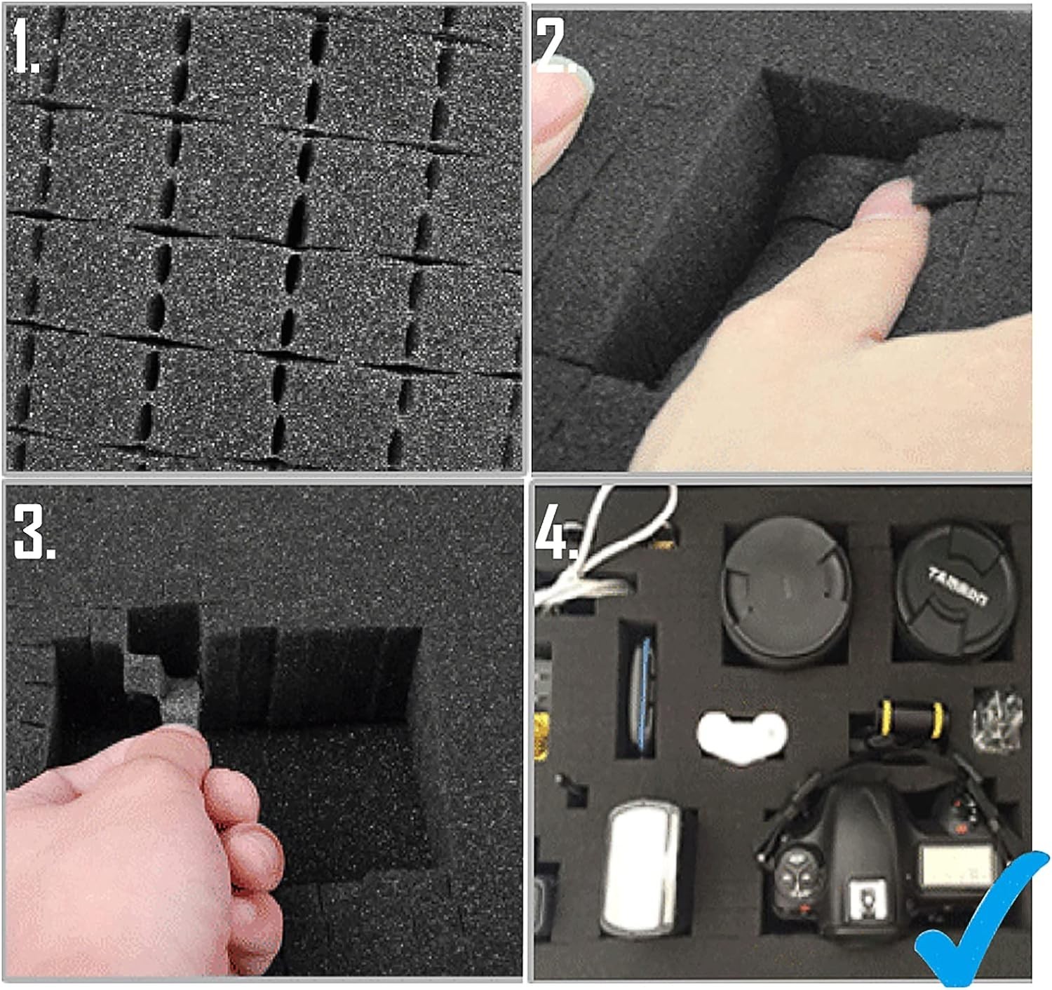 Small Plastic Case with Foam - Hard Carrying Briefcase with Pluck Foam Interi...