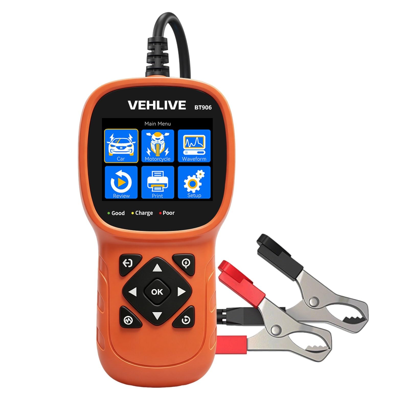 VEHLIVE BT906 Car Battery Tester 6V 12V 24V with Lithium