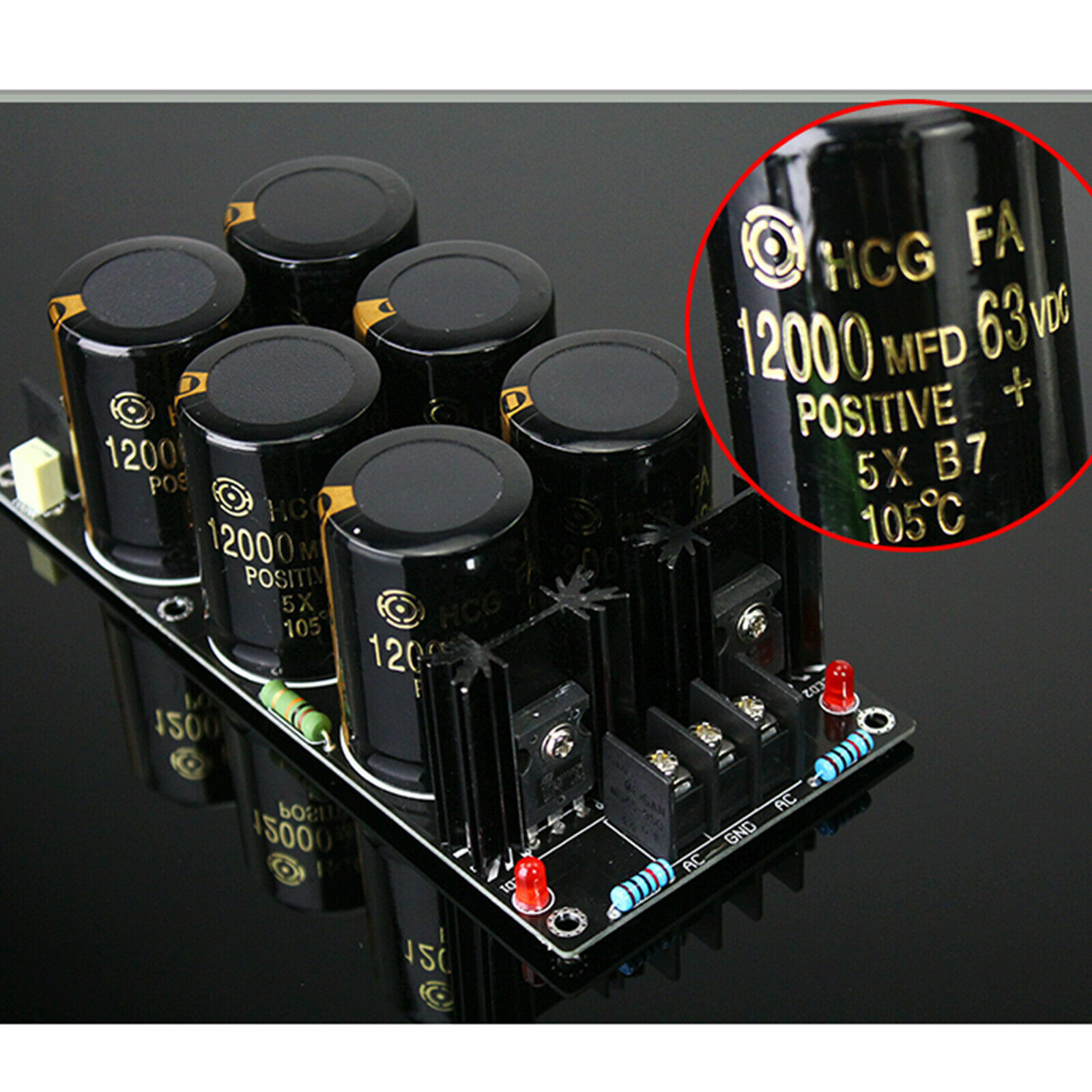 1pc 6 * 12000UF 63V Capacitor Rectifier Filter Power Supply Board
