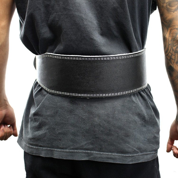 Last Punch 4"" Black Leather Weight Lifting Belt   Padded Gym Support Belt