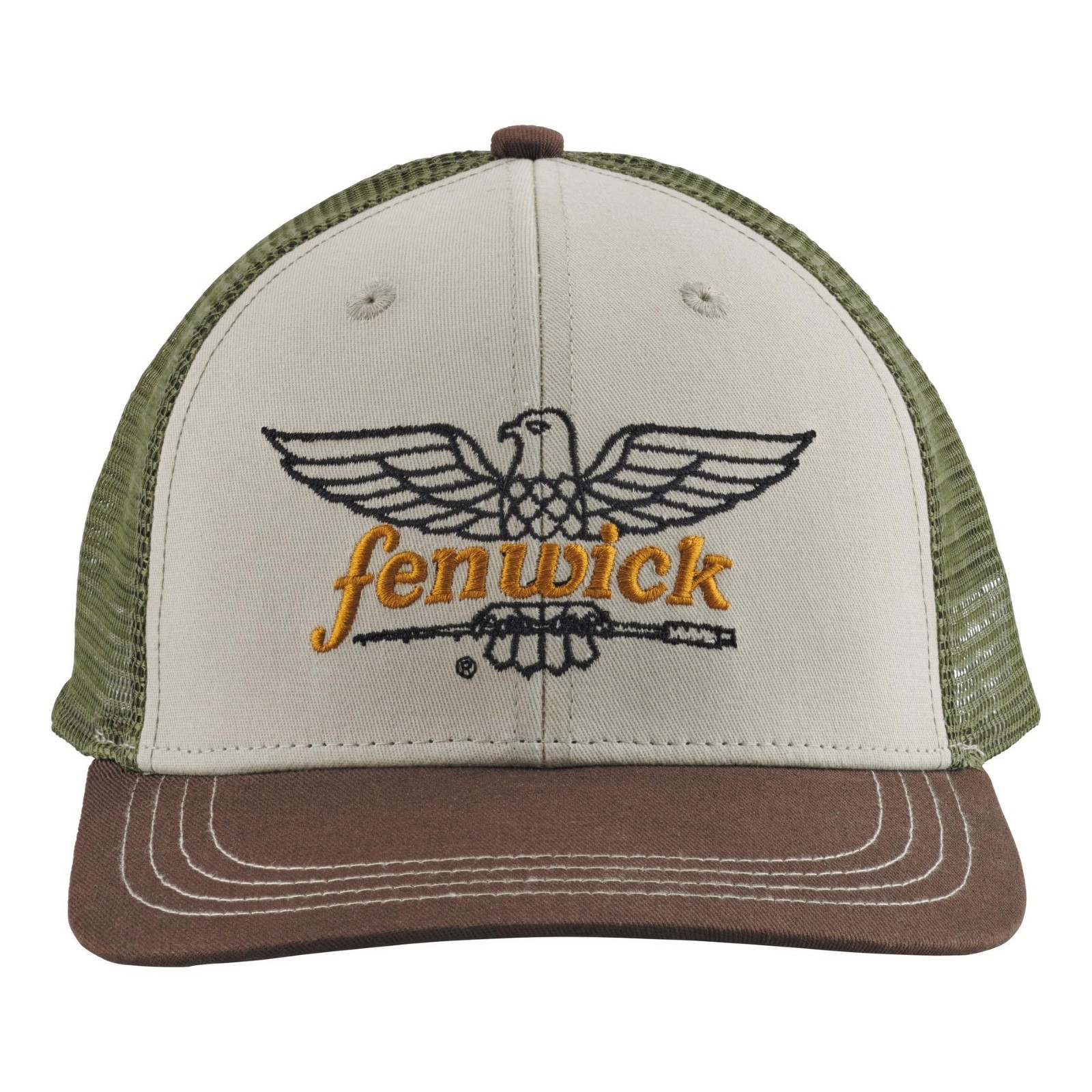 Fenwick Fishing Adjustable Brown/Green/Tan Trucker Hat Cap Adult Size