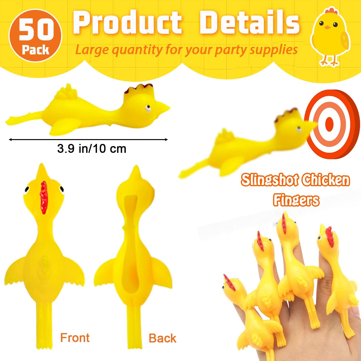 50Pack Finger Slingshot Chicken Rubber,Flick Stretchable Small,