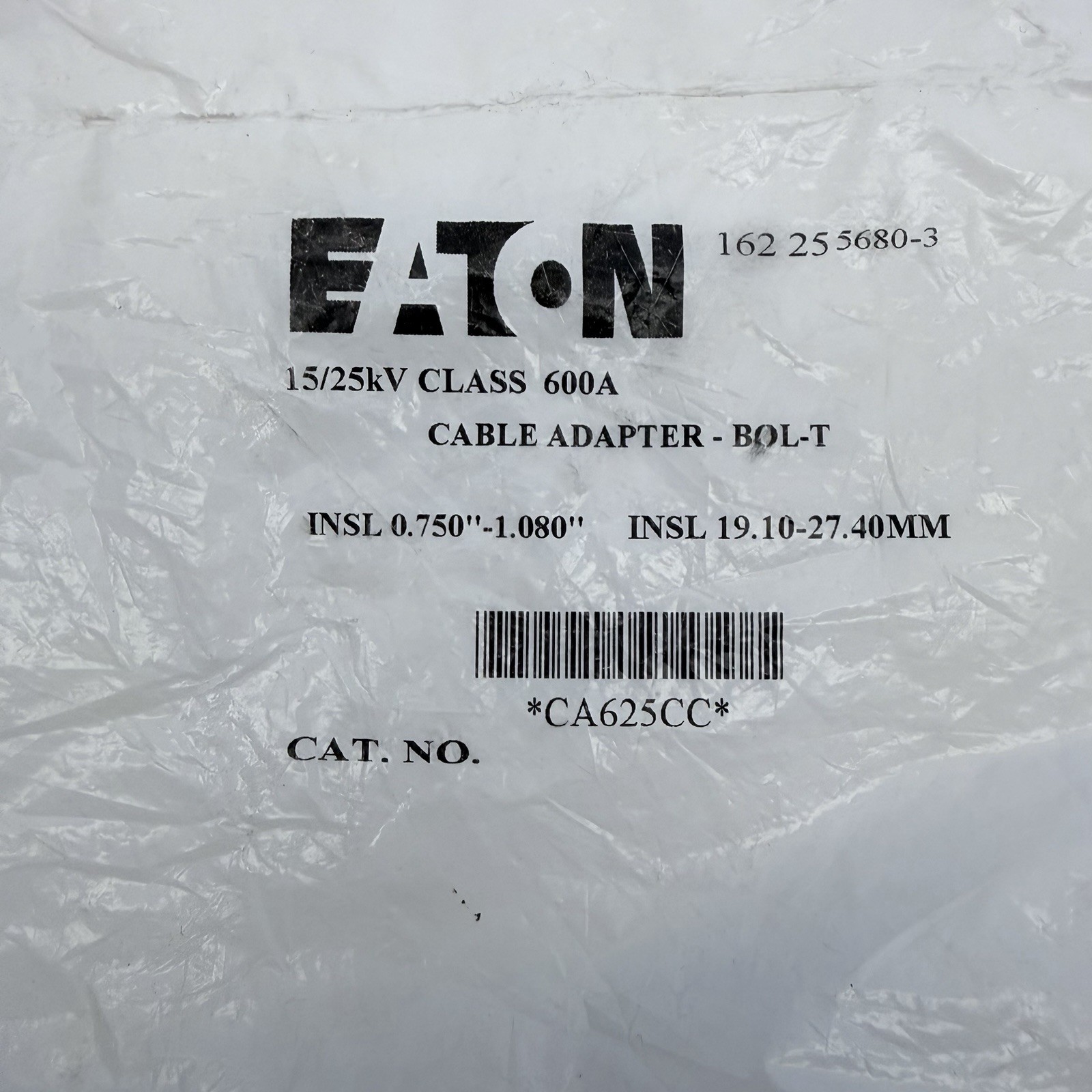 Eaton Cooper CA625CC  15/25kv Class 600A  Cable Adapter BOL-T
