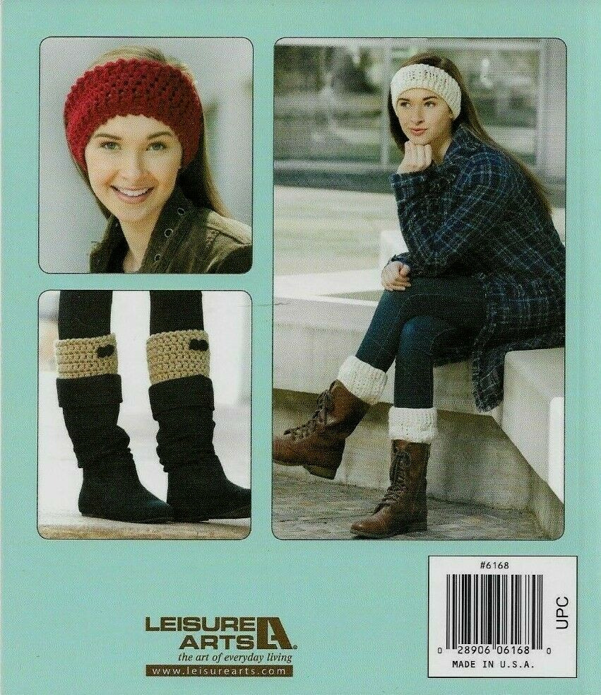 NEW BOOT CUFFS & EAR WARMERS 10 DESIGNS DIGEST SIZE CROCHET PATTERN BOOK