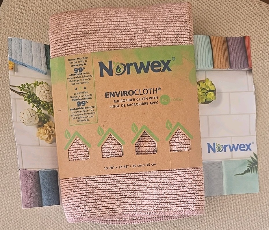 Norwex EnviroCloth New In Package Microfiber Cloth Baclock Technology Pink