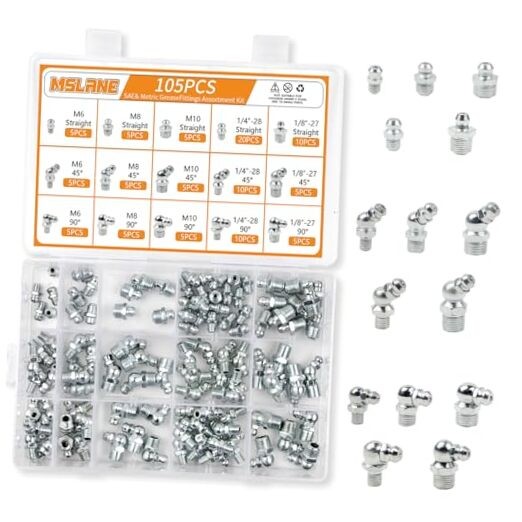 Grease Fitting Assortment 105pcs,Zerk Fittings SAE & 105PCS KIT-SAE & METRIC
